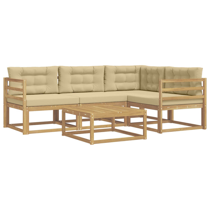 Udendørs sofagruppe 5 stk. Hvid og Beige Polyester