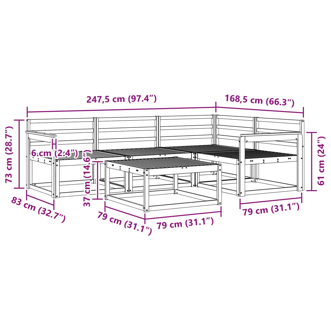 Udendørs sofagruppe 5 pcs Hvid 79 x 79 x 37 cm