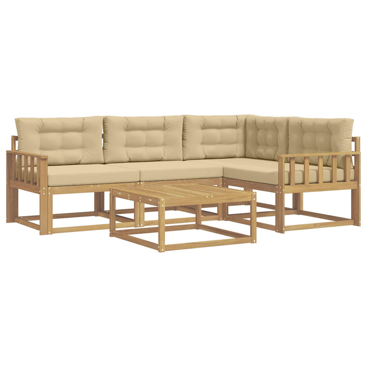 Udendørs sofagruppe 5 stk. Hvid og Beige Polyester