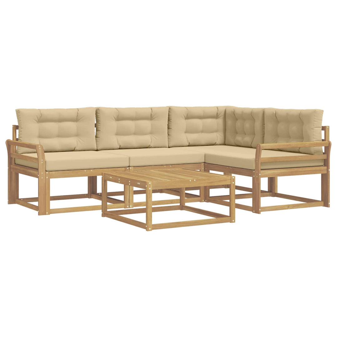Udendørs sofagruppe 5 stk. Hvid og Beige Polyester