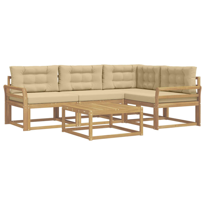 Udendørs sofagruppe 5 stk. Hvid og Beige Polyester