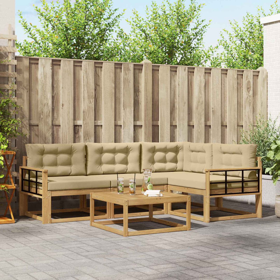 Udendørs sofagruppe 5 stk. Hvid og Beige Polyester