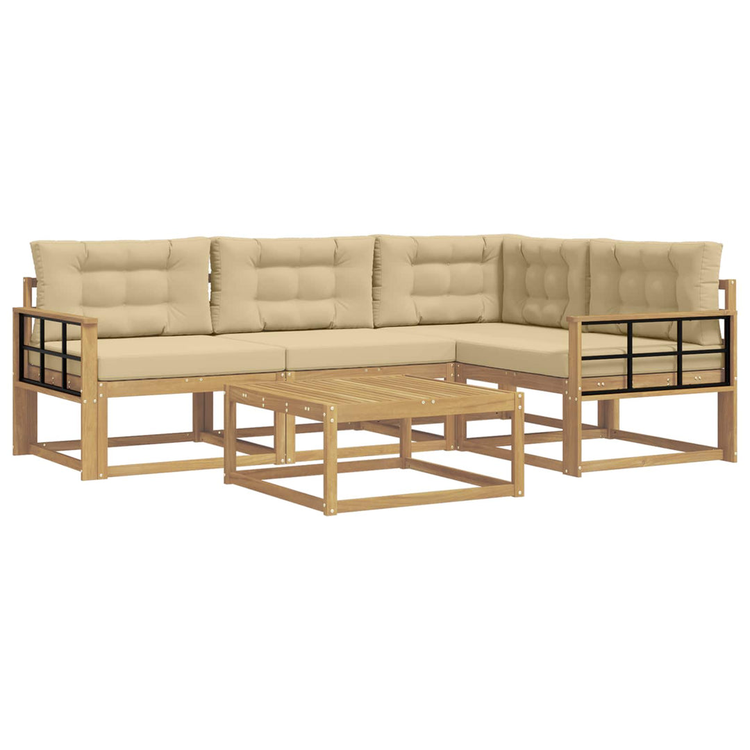 Udendørs sofagruppe 5 stk. Hvid og Beige Polyester