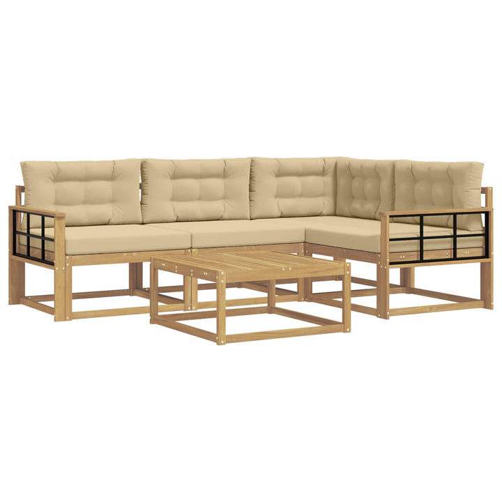 Udendørs sofagruppe 5 stk. Hvid og Beige Polyester