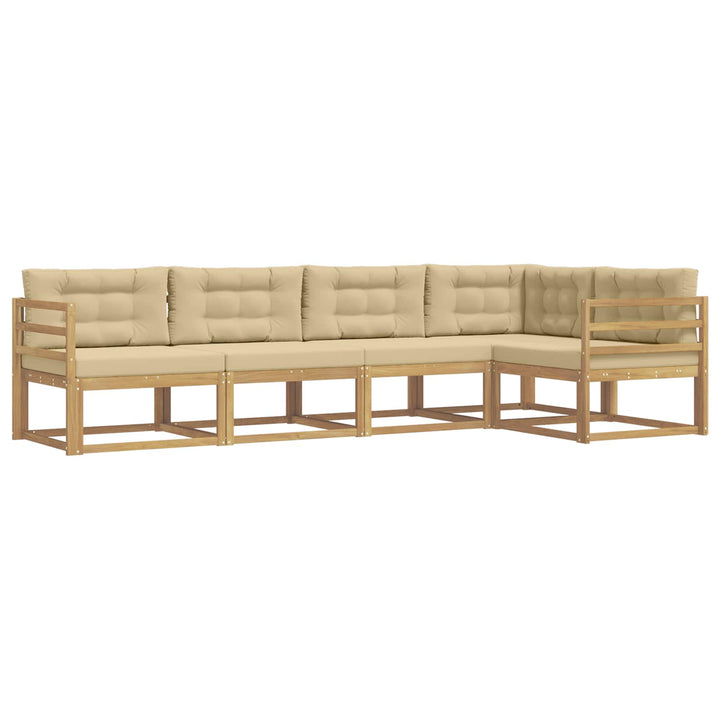 Udendørs sofagruppe 4 stk. Hvid og Beige Polyester