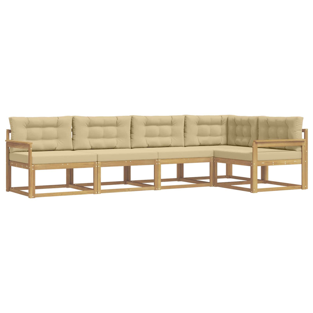Udendørs sofagruppe 4 stk. Hvid og Beige Polyester
