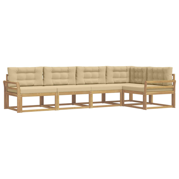 Udendørs sofagruppe 4 stk. Hvid og Beige Polyester