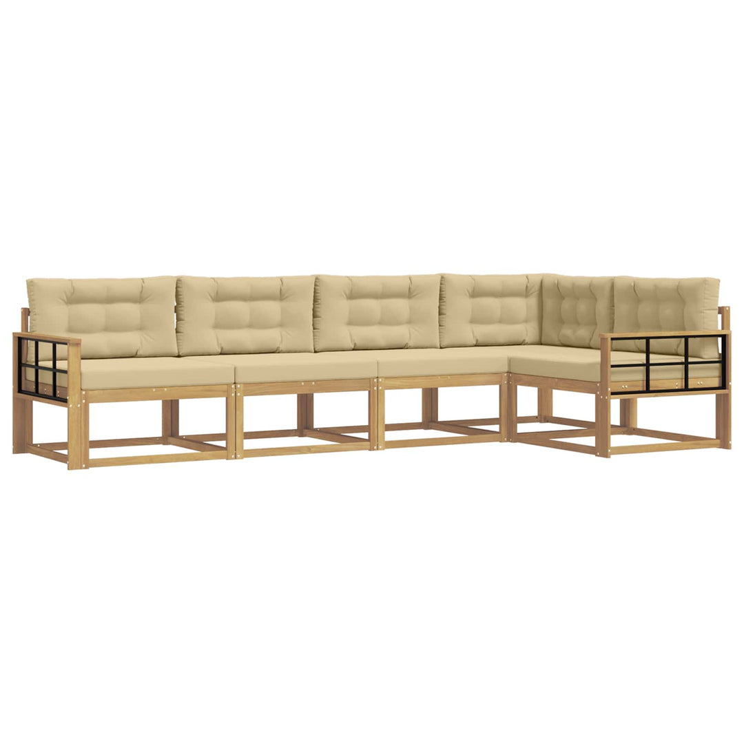 Udendørs sofagruppe 4 stk. Hvid og Beige Polyester