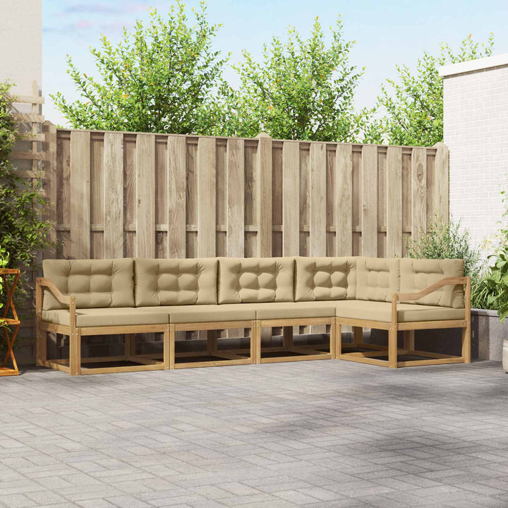 Udendørs sofagruppe 4 stk. Hvid og Beige Polyester