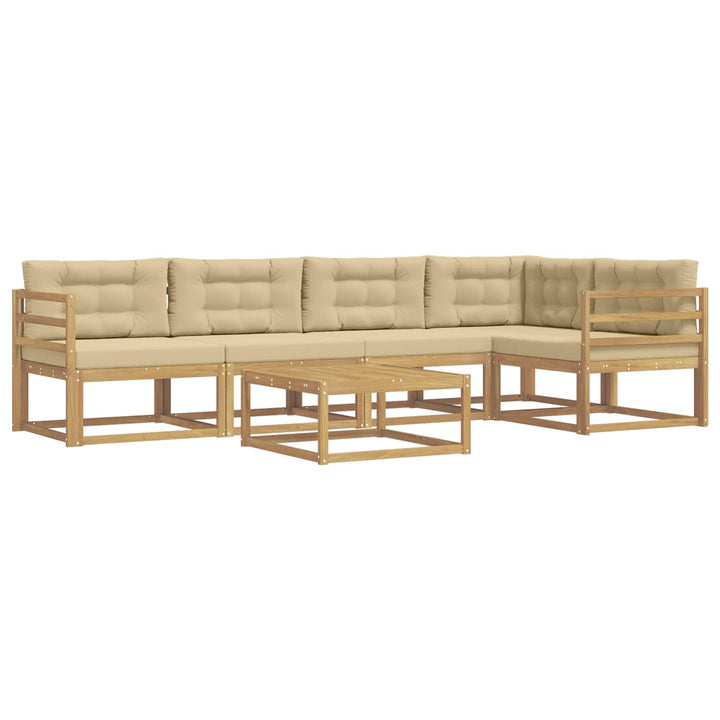 Udendørs sofagruppe 6 stk. Hvid og Beige Polyester
