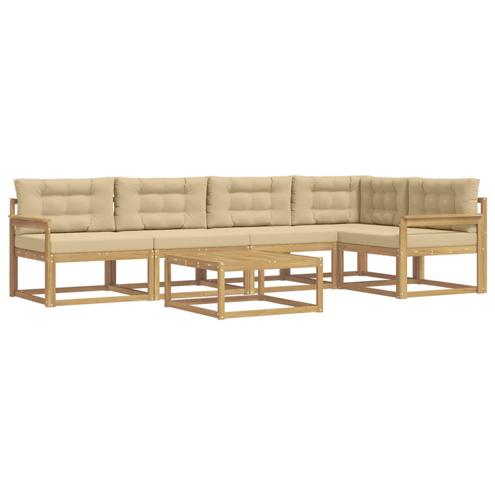 Udendørs sofagruppe 6 stk. Hvid og Beige Polyester