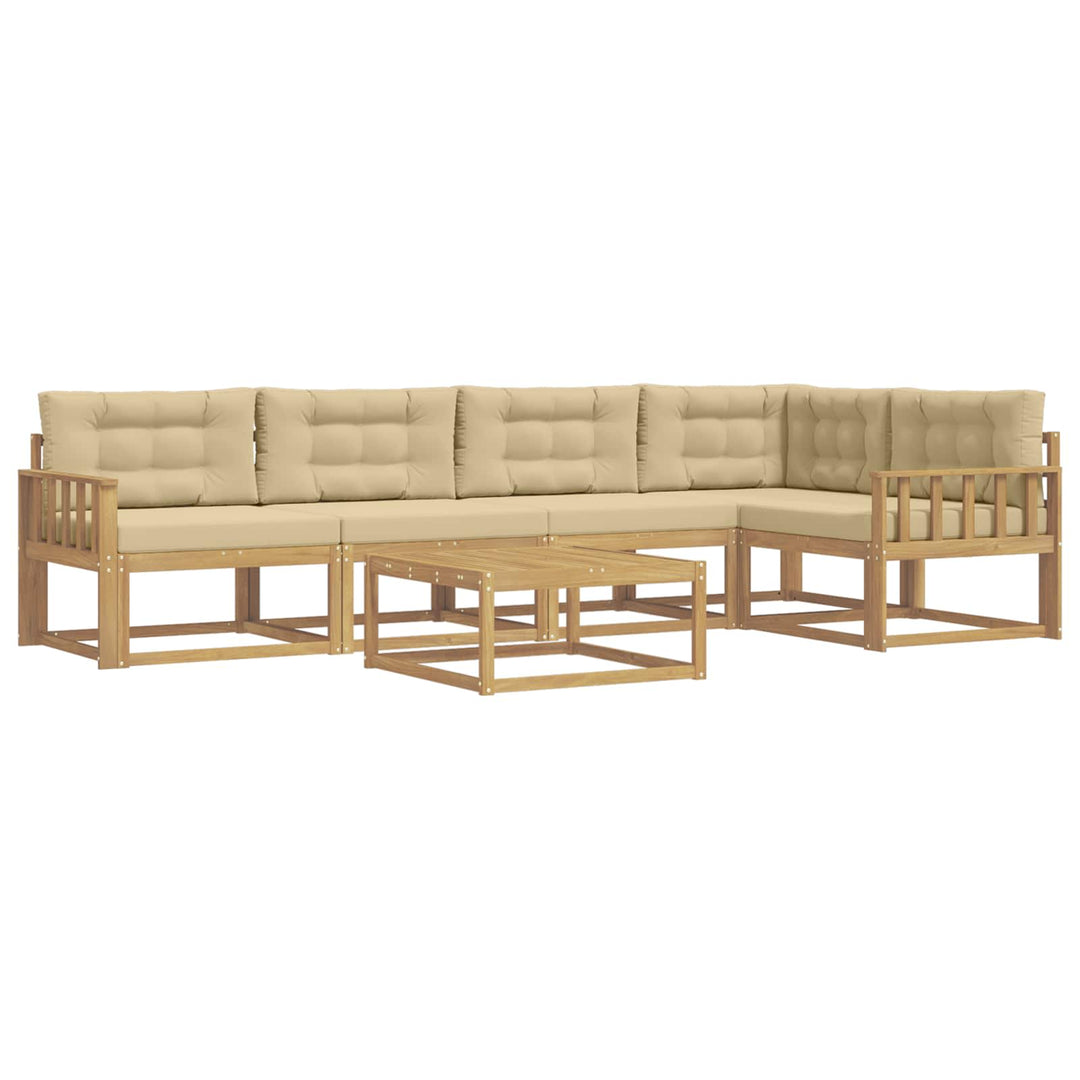 Udendørs sofagruppe 6 stk. Hvid og Beige Polyester