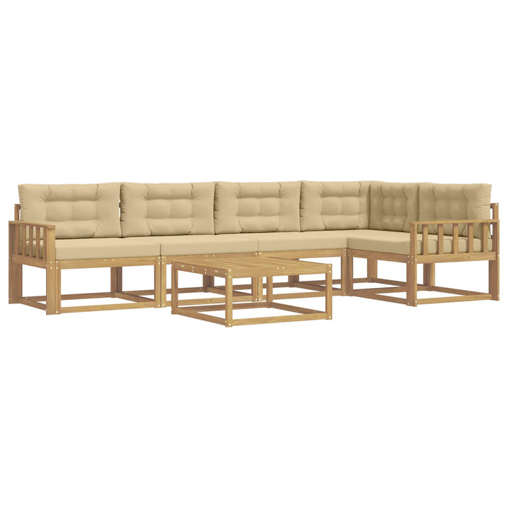 Udendørs sofagruppe 6 stk. Hvid og Beige Polyester