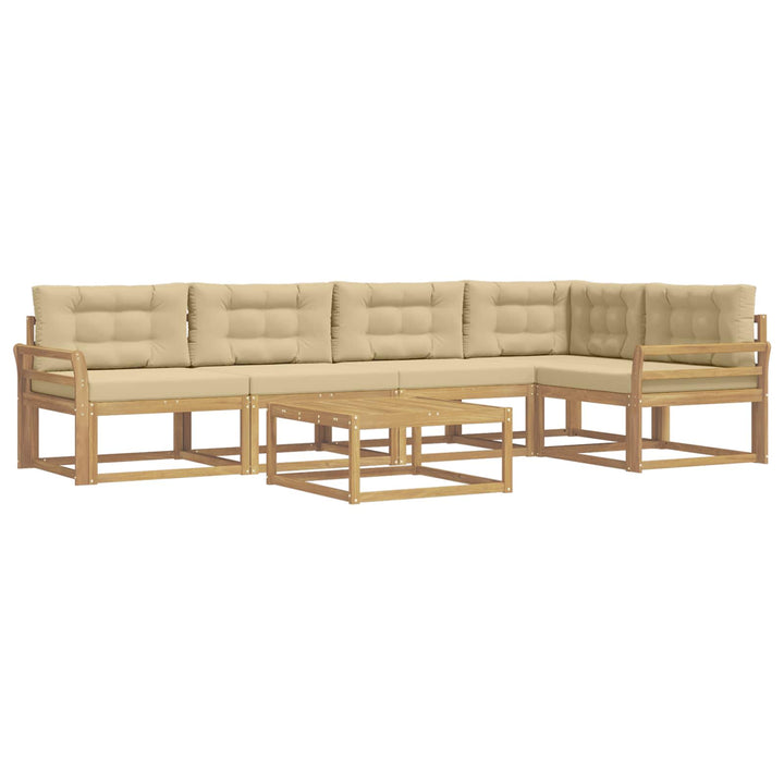 Udendørs sofagruppe 6 stk. Hvid og Beige Polyester