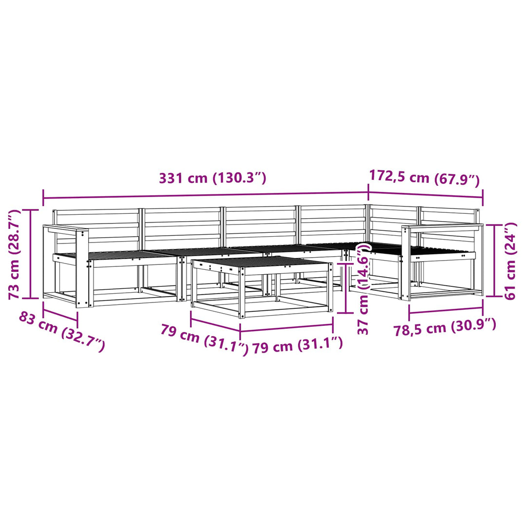 Udendørs sofagruppe 6 pcs Hvid 79 x 79 x 37 cm