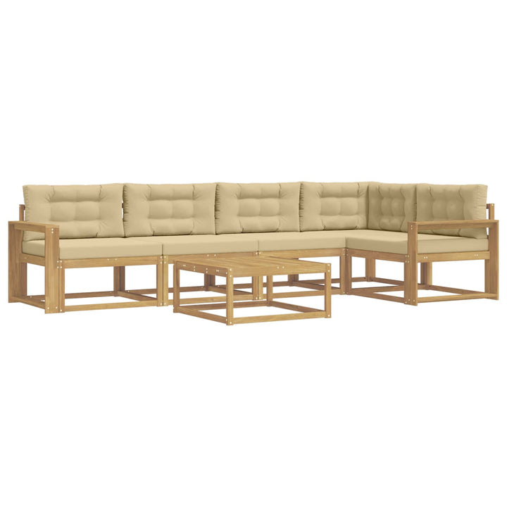 Udendørs sofagruppe 6 stk. Hvid og Beige Polyester