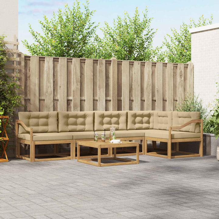 Udendørs sofagruppe 6 stk. Hvid og Beige Polyester