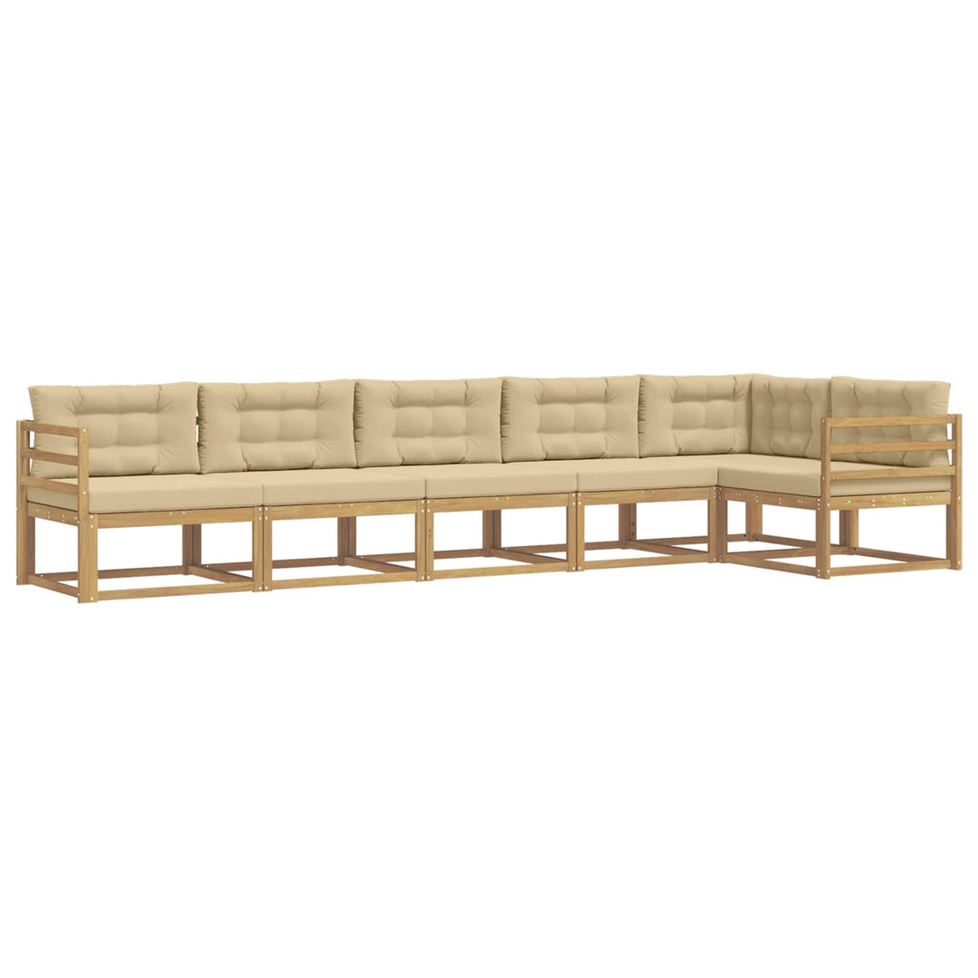 Udendørs sofagruppe 4 stk. Hvid og Beige Polyester