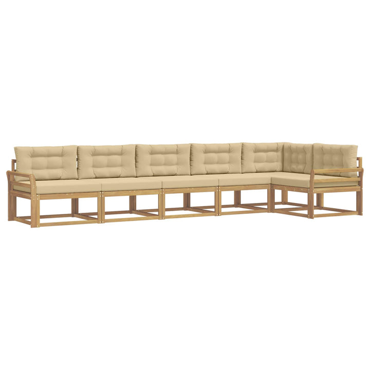 Udendørs sofagruppe 4 stk. Hvid og Beige Polyester