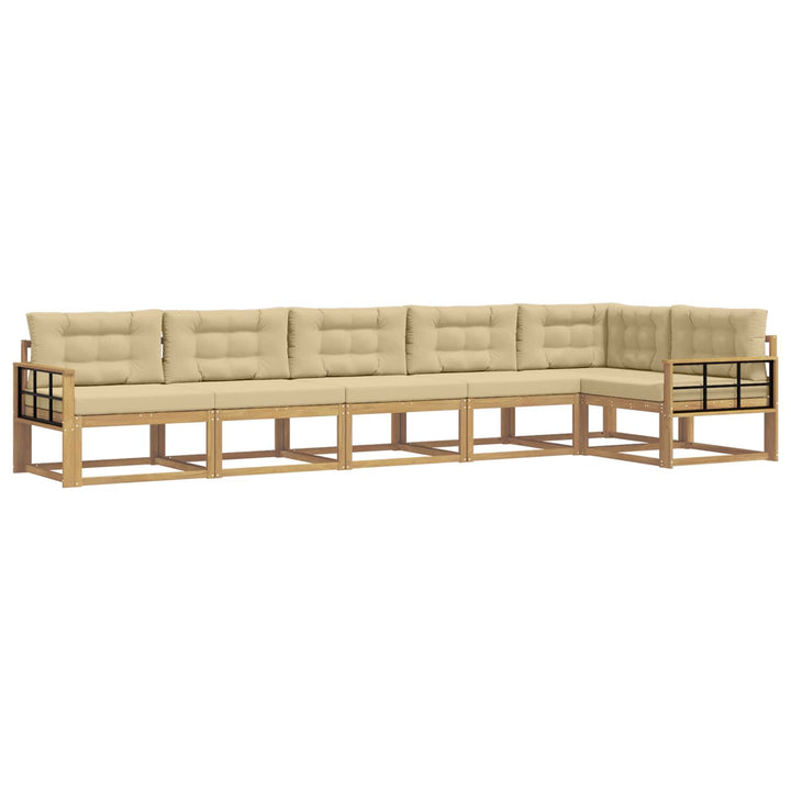 Udendørs sofagruppe 4 stk. Hvid og Beige Polyester