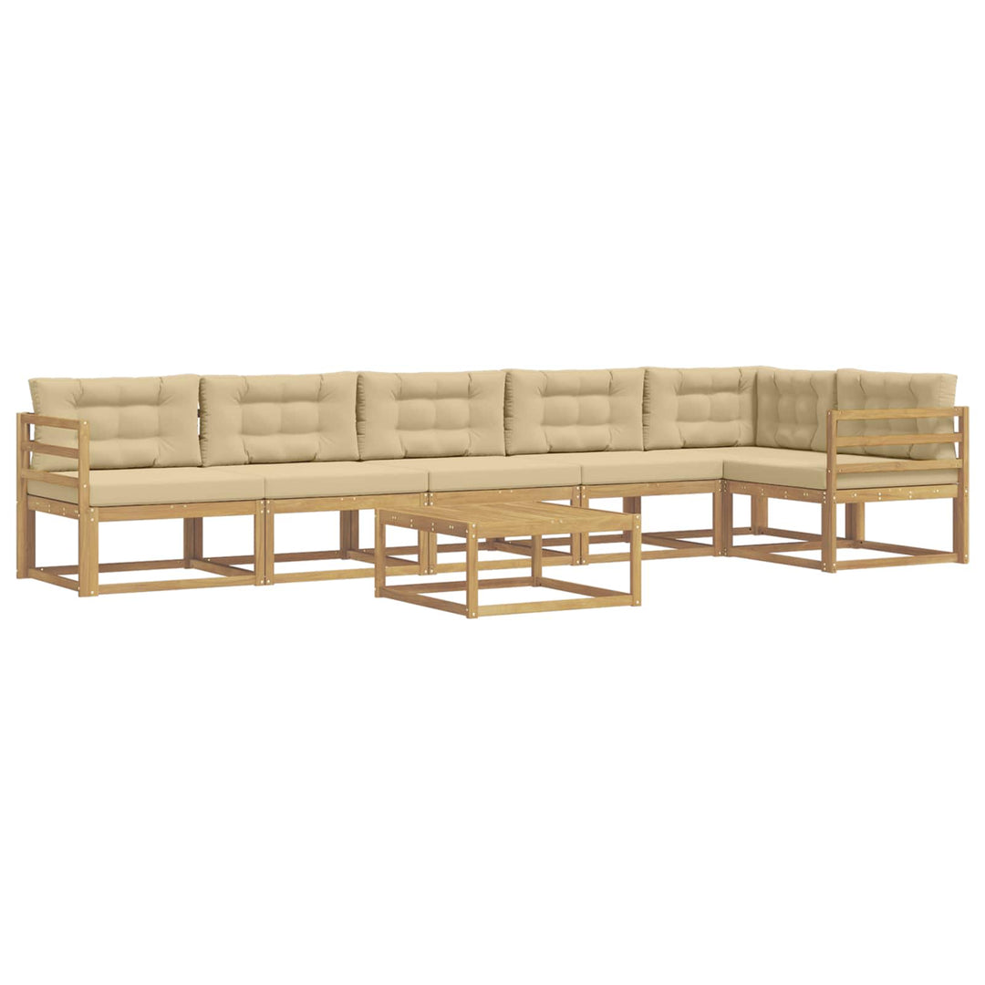 Udendørs sofagruppe 7 stk. Hvid og Beige Polyester