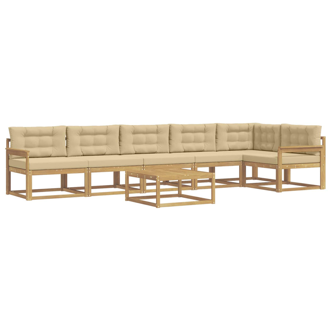 Udendørs sofagruppe 7 stk. Hvid og Beige Polyester