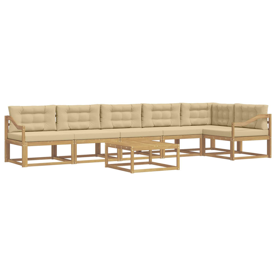 Udendørs sofagruppe 7 stk. Hvid og Beige Polyester