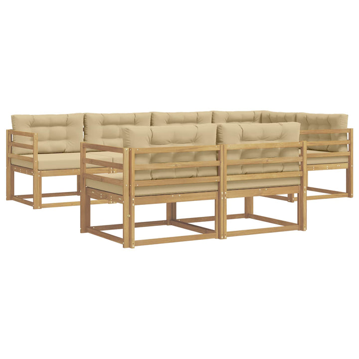 Udendørs sofagruppe 6 stk. Hvid og Beige Polyester