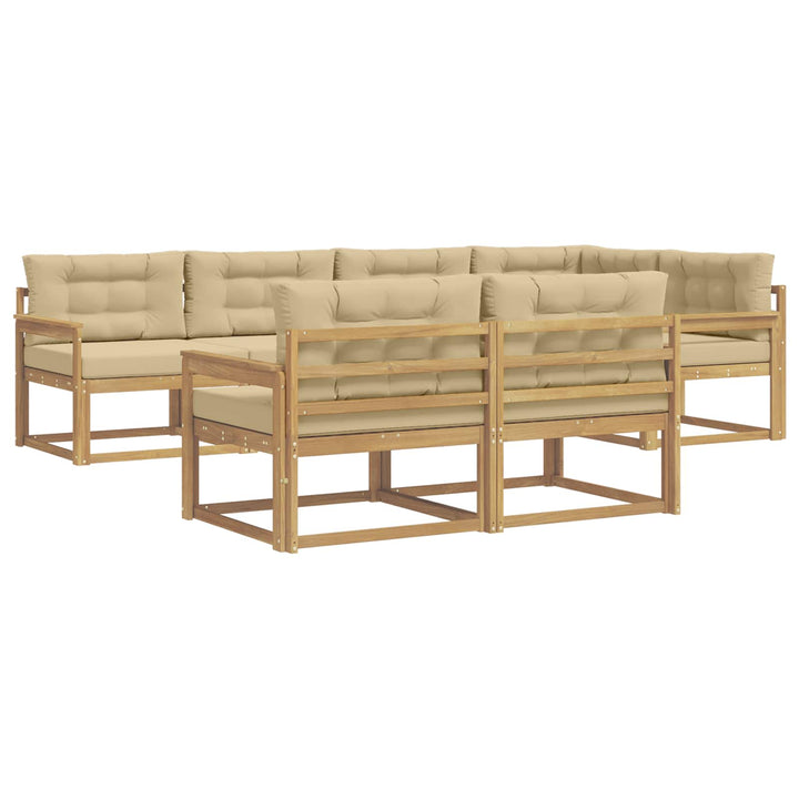 Udendørs sofagruppe 6 stk. Hvid og Beige Polyester