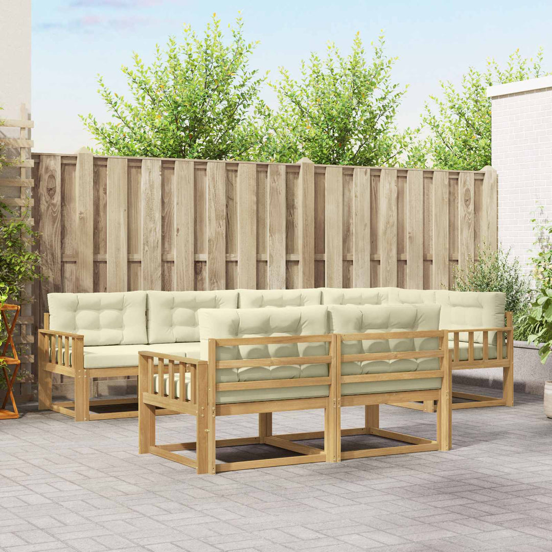 Udendørs sofagruppe 6 stk. Hvid og cremefarvet Polyester