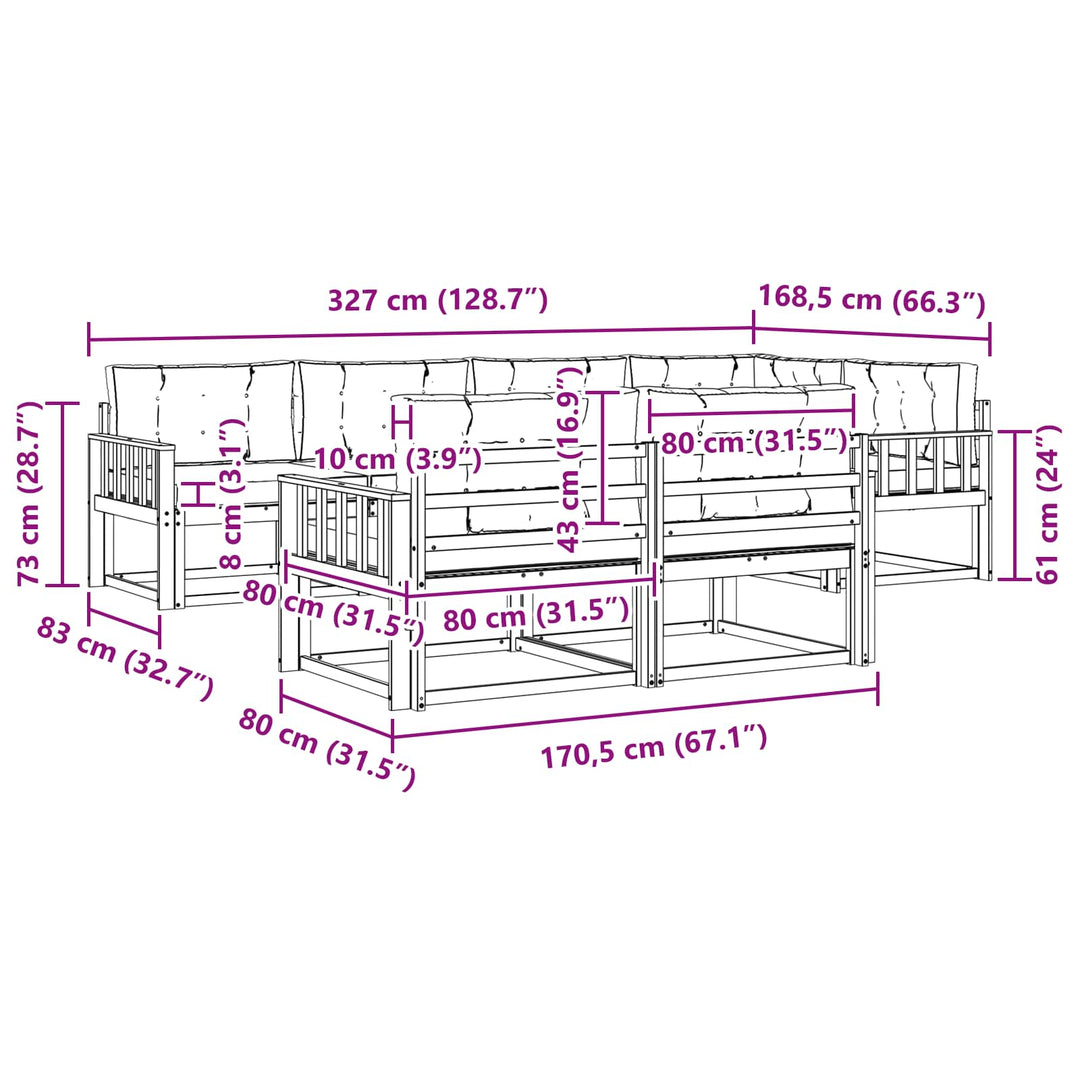 Udendørs sofagruppe 6 stk. Hvid og antracit Polyester