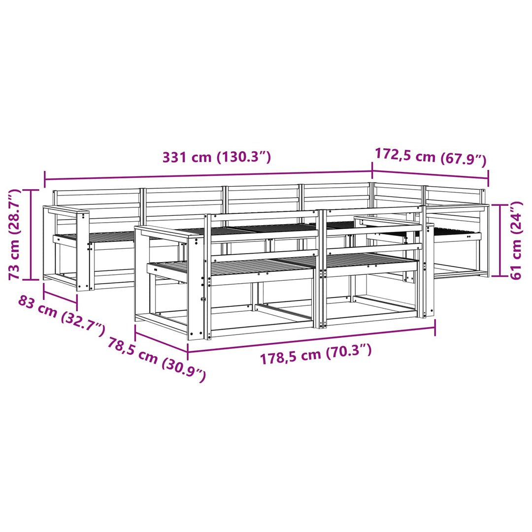 Udendørs sofagruppe 8 pcs Hvid 331 x 172,5 x 73 cm