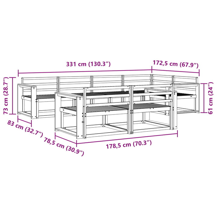 Udendørs sofagruppe 8 pcs Hvid 331 x 172,5 x 73 cm