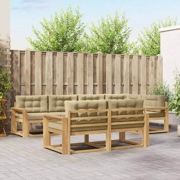 Udendørs sofagruppe 6 stk. Hvid og Beige Polyester