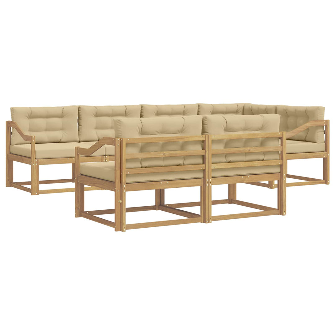 Udendørs sofagruppe 6 stk. Hvid og Beige Polyester