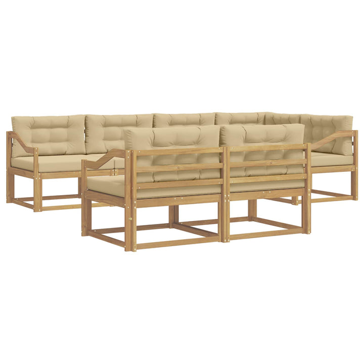 Udendørs sofagruppe 6 stk. Hvid og Beige Polyester