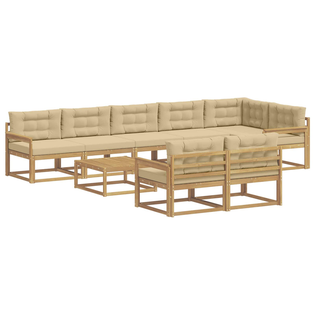 Udendørs sofagruppe 9 stk. Hvid og Beige Polyester