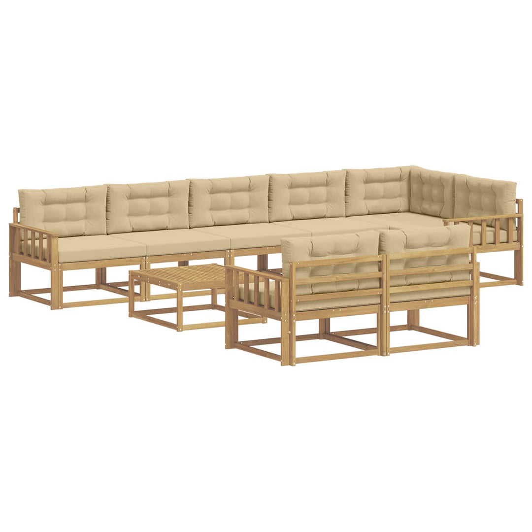Udendørs sofagruppe 9 stk. Hvid og Beige Polyester