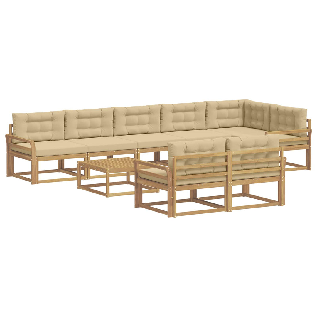 Udendørs sofagruppe 9 stk. Hvid og Beige Polyester