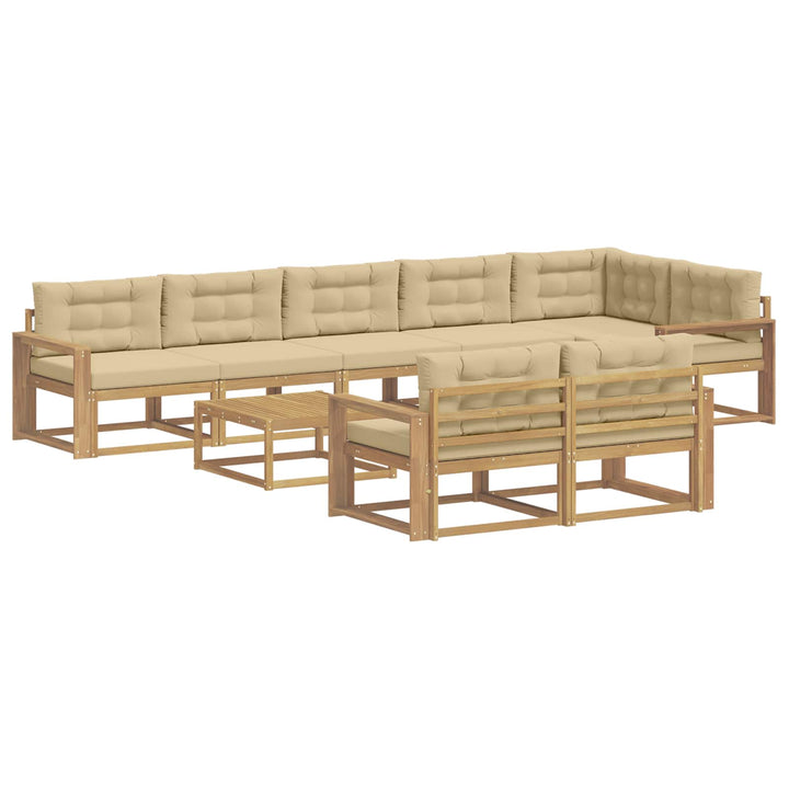 Udendørs sofagruppe 9 stk. Hvid og Beige Polyester