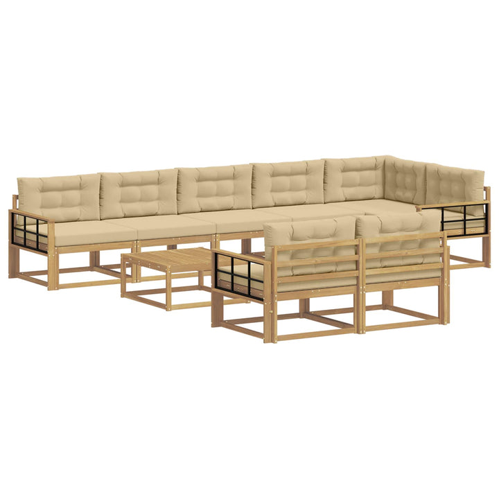 Udendørs sofagruppe 9 stk. Hvid og Beige Polyester