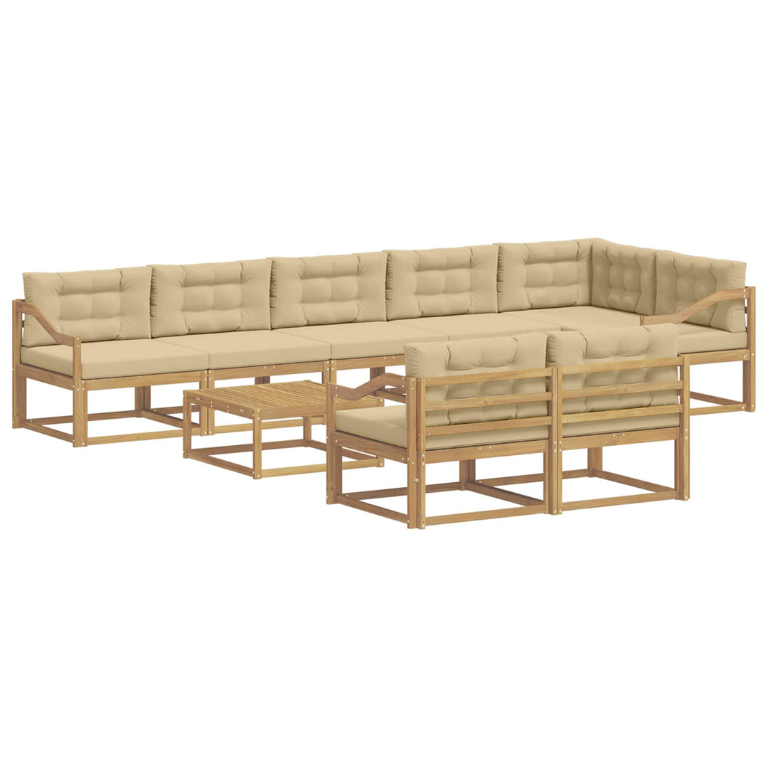 Udendørs sofagruppe 9 stk. Hvid og Beige Polyester