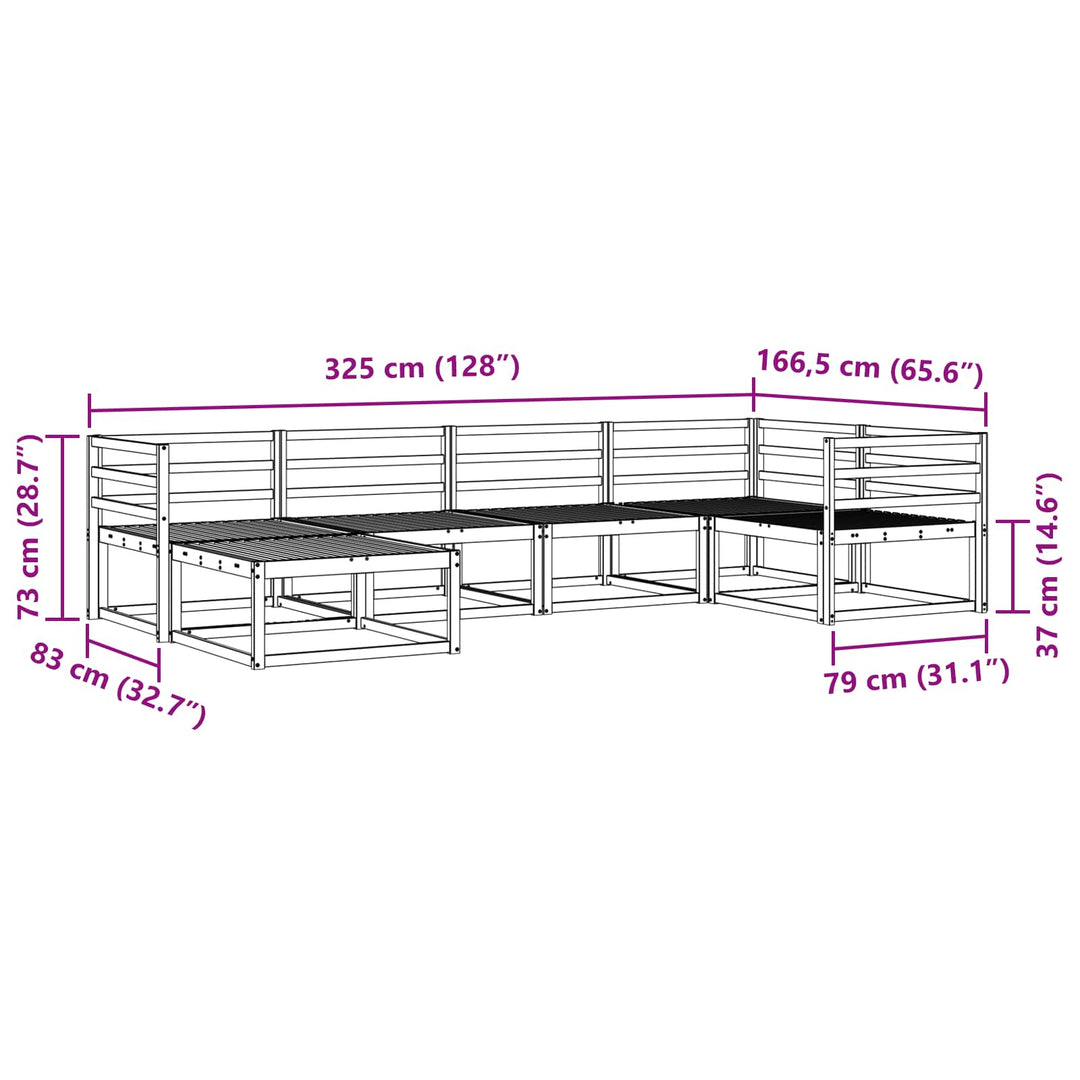 Udendørs sofagruppe 6 pcs Hvid 325 x 166,5 x 73 cm