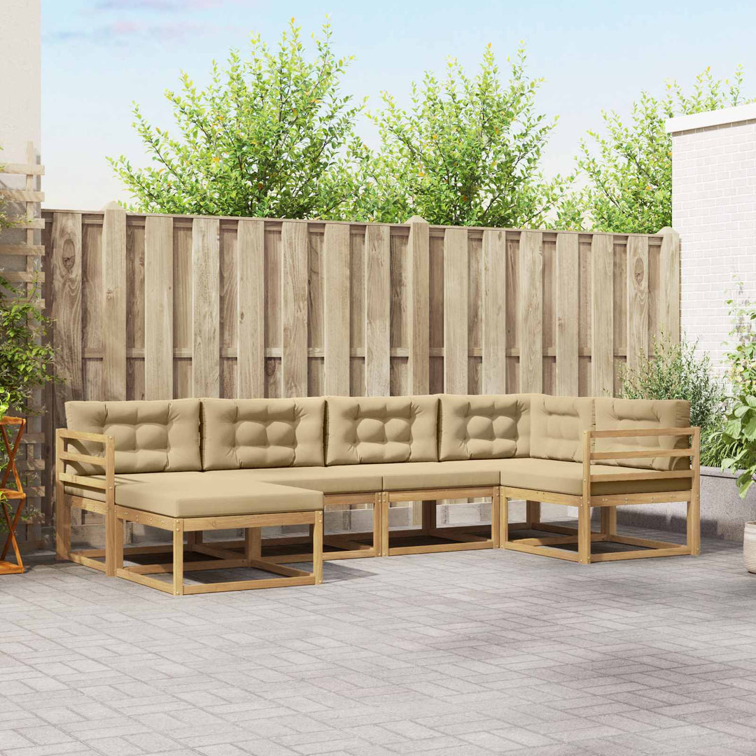 Udendørs sofagruppe 5 stk. Hvid og Beige Polyester