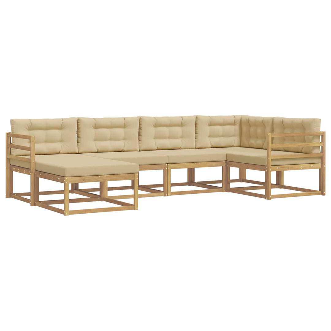 Udendørs sofagruppe 5 stk. Hvid og Beige Polyester