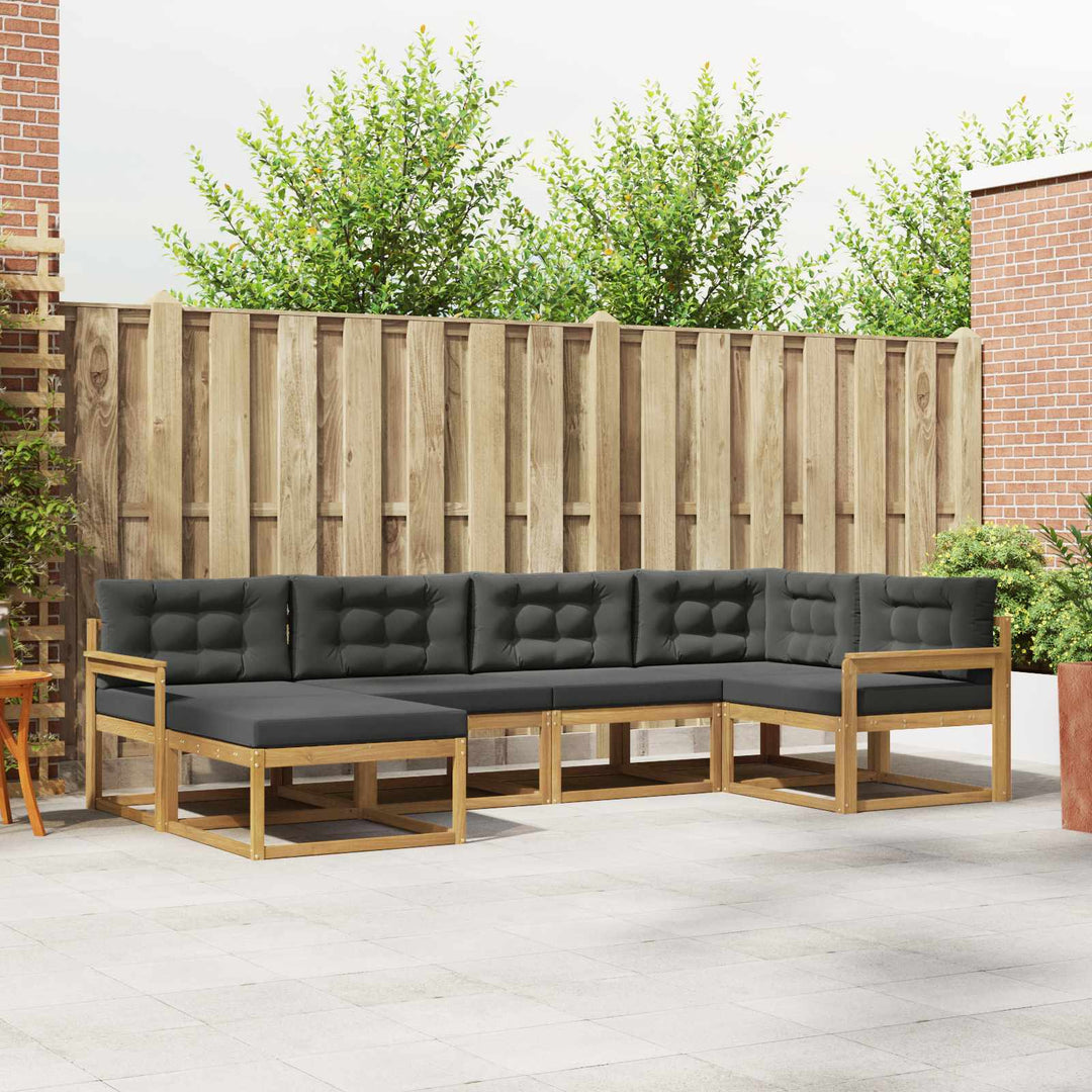 Udendørs sofagruppe med pude 5 pcs Hvid og antracit Polyester