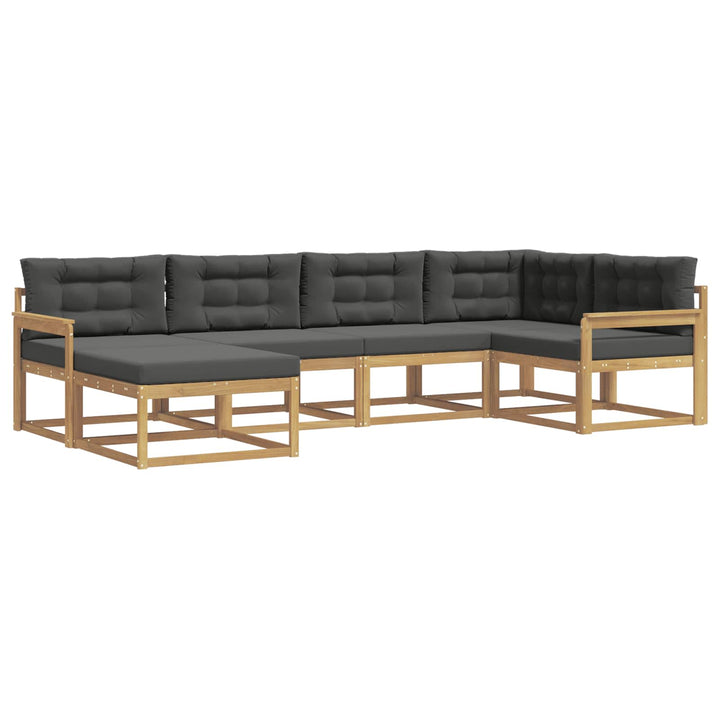 Udendørs sofagruppe med pude 5 pcs Hvid og antracit Polyester
