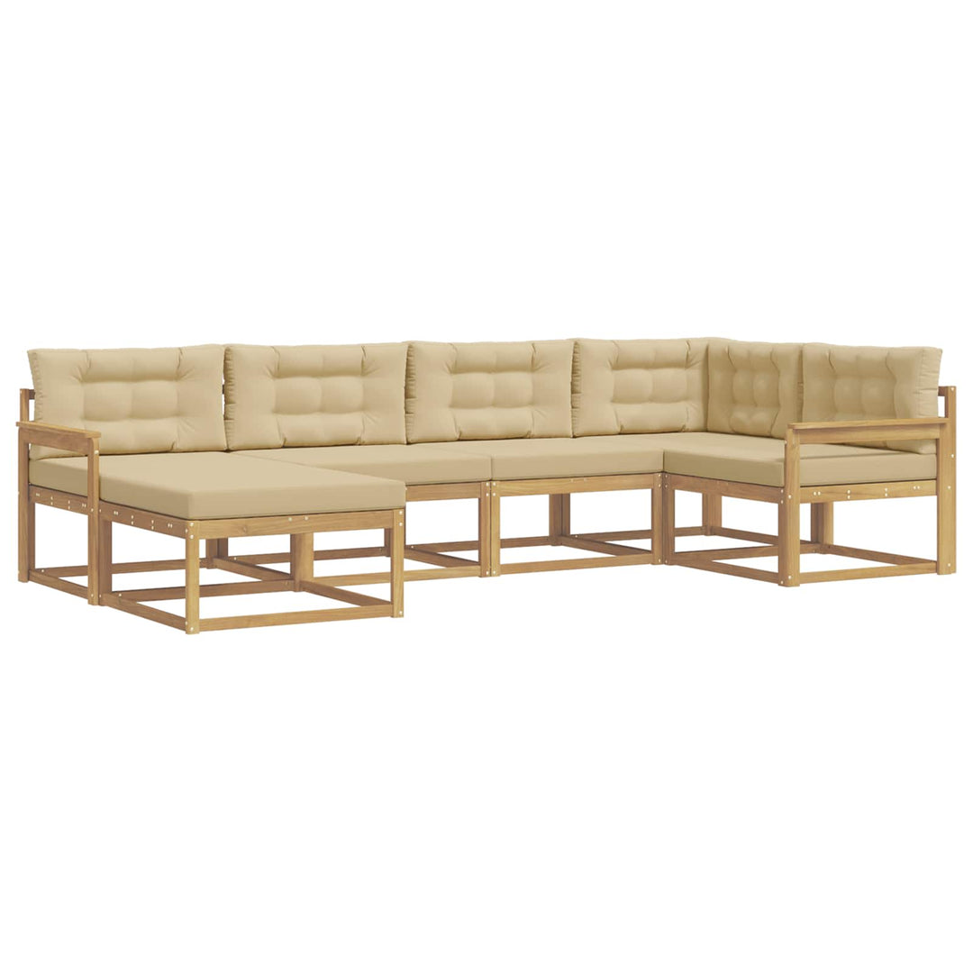 Udendørs sofagruppe 5 stk. Hvid og Beige Polyester