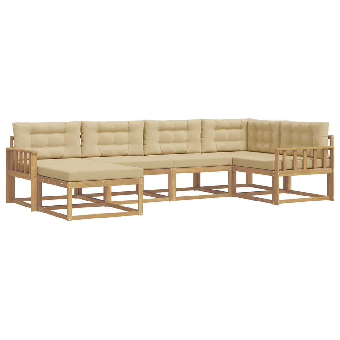 Udendørs sofagruppe 5 stk. Hvid og Beige Polyester