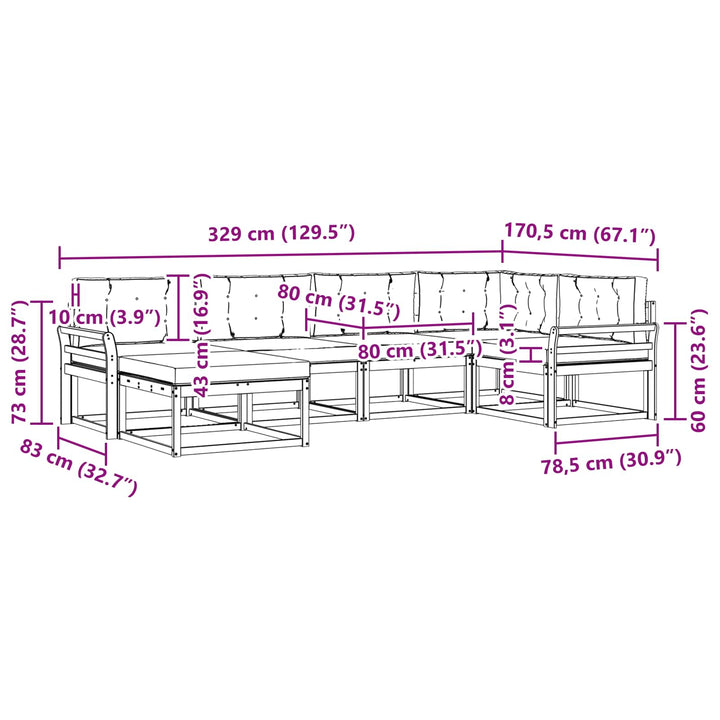 Udendørs sofagruppe 5 stk. Hvid og lysegrå Polyester